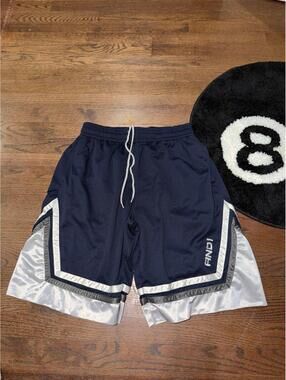 AND1 Baggy Silver Dazzle Hoop Shorts Mens MD/LG Vintage Y2K 90s Rare Heavyweight